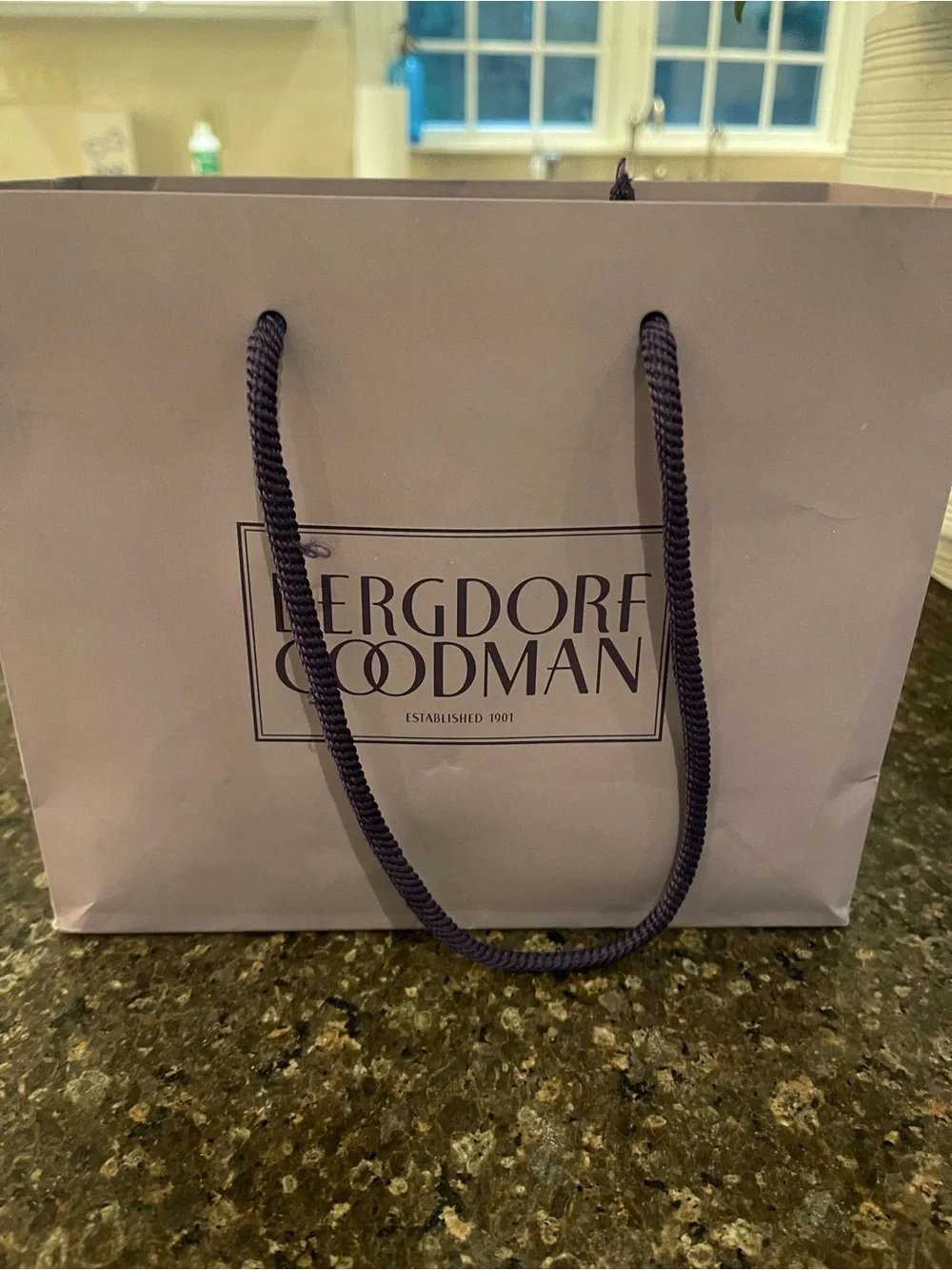 La Mer Light Blue Cosmetic Pouch with Bergdorf Goodman shopping bag